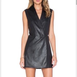 BCBGMAXAZRIA leather blazer dress black Caryn